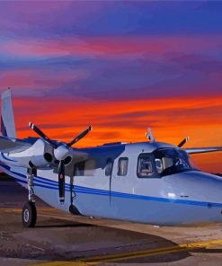 Twin Commander Aircraft At Sunset Diamond Painting