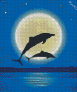 Aesthetic Dolphins At Night Diamond Painting