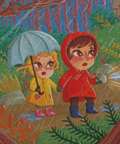 Children In The Rain Diamond Painting