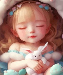 Girl And Bunny Diamond Painting