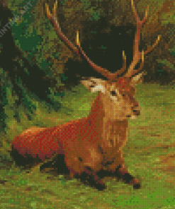 Vintage Resting Deer Diamond Painting