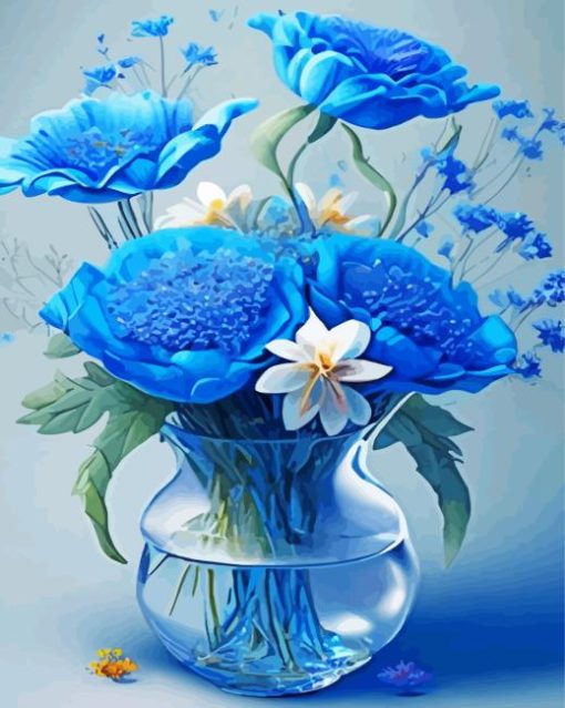 Blue Flowers Diamond Painting