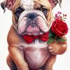 Dog And Flowers Diamond Painting