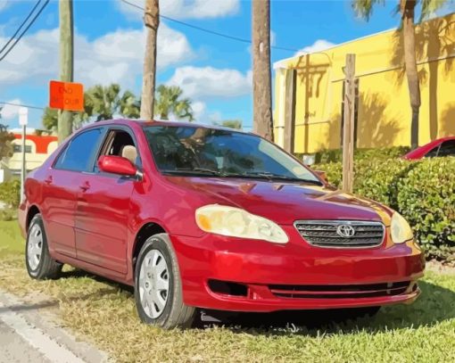 Red Corolla Diamond Painting