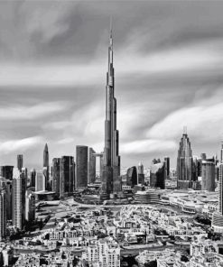 Monochrome Burj Khalifa Dubai Diamond Painting