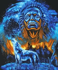 Wolf And Indian Chief Diamond Painting