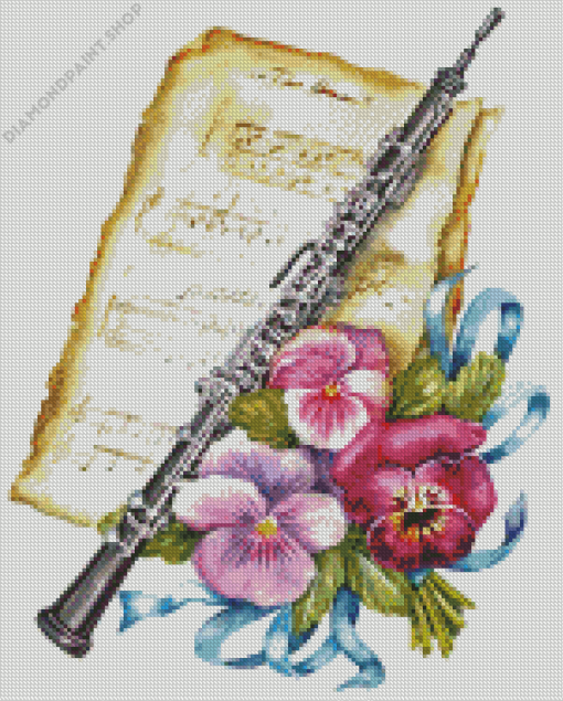 Bassoon And Flowers Diamond Painting