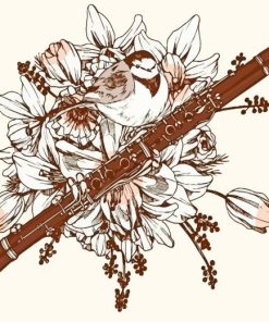 Floral Bassoon Diamond Painting