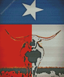 Texas Longhorn Flag Poster Diamond Painting