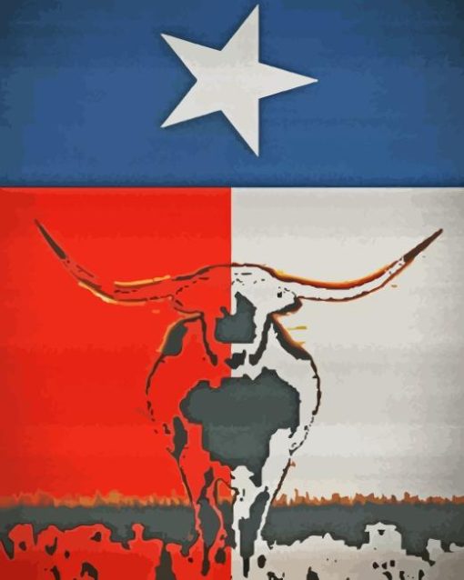 Texas Longhorn Flag Poster Diamond Painting