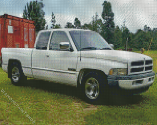 White Lowered Dodge Diamond Painting