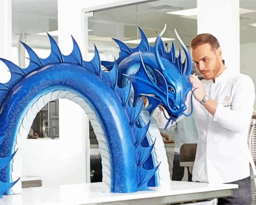 Amaury Guichon And Blue Dragon Diamond Painting art