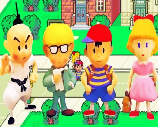 Earthbound Characters Art Diamond Paint