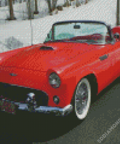 1956 Thunderbird Red Car Diamond Painting
