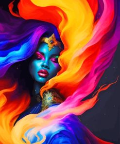 Lady And Colorful Smoke Diamond Painting