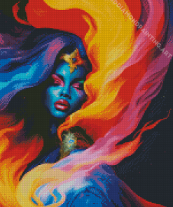 Lady And Colorful Smoke Diamond Painting