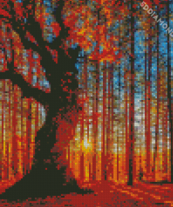 Autumn Sunset Trees Diamond Painting