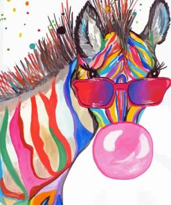 Rainbow Zebra Bubble Gum Diamond Painting