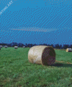 Round Hay Bales In Field Diamond Painting
