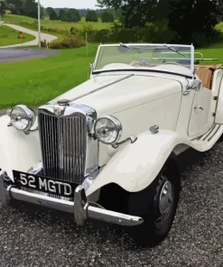 1952 Mg White Car Diamond Painting