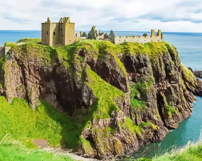 Aberdeen Dunnottar Castle Diamond With Numbers Aberdeen Dunnottar Castle Diamond Painting