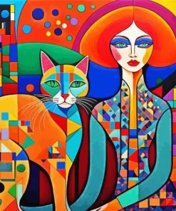 Abstract Cat And Woman Diamond Painting