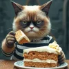 Agry Cat Eating Cake Diamond Painting