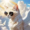 Angel Cat Wearing Black Glasses Diamond Painting
