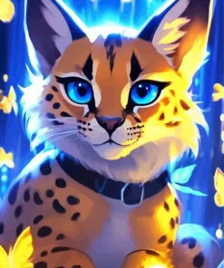 Anime Caracal With Blue Eyes Diamond Painting