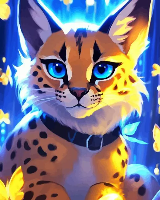 Anime caracal with blue eyes Diamond Paintings Anime Caracal With Blue Eyes Diamond Painting