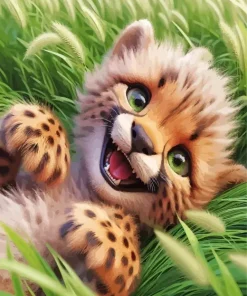 Baby Cheetah Green Eyes Diamond Painting