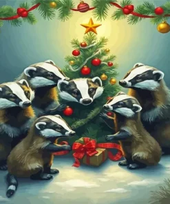 Badgers Christmas Celebration Diamond Painting