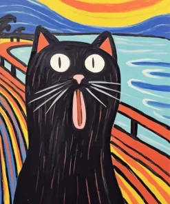 Black Cat Scream Diamond Painting