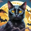 Black Cat And Bats Diamond Painting