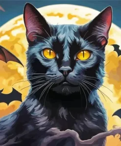 Black Cat And Bats Diamond Painting