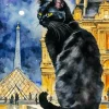 Black Cat At The Louvre Paris Diamond Painting