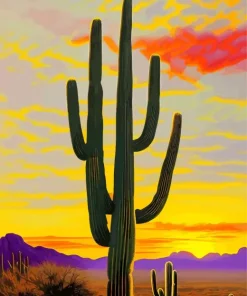 Cactus At Sunset Diamond Painting
