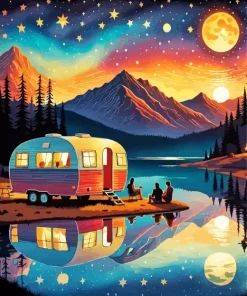 Camping In Caravan Diamond Painting