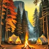 Campsite In Forest Diamond Painting