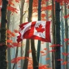 Canadian Flag In Forest Diamond Painting
