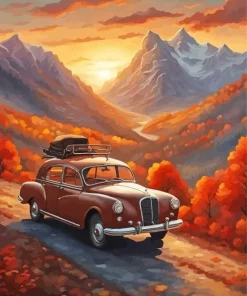 Car And Sunset Diamond Painting