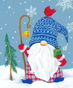 Cardinal On Gnome Diamond Painting