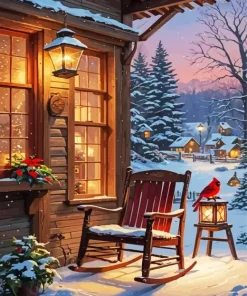 Cardinal On Lantern Diamond Painting