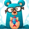 Cartoon Bear Wearing Glasses Diamond Painting