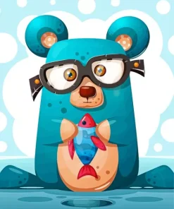 Cartoon Bear Wearing Glasses Diamond Painting
