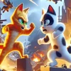 Cartoon Cats Fighting Diamond Painting