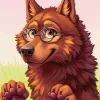 Cartoon Chocolate Brown Wolf Diamond Painting