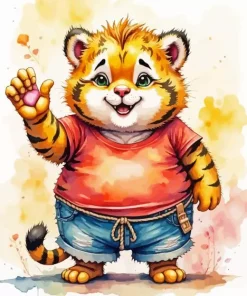 Cartoon Chubby Tiger Diamond Painting