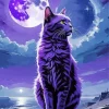 Cat And Purple Moonlight Diamond Painting