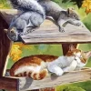 Cat And Squirrels Diamond Painting